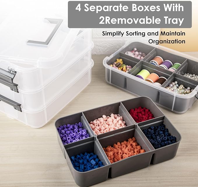 CraftGenes Grey&White Modern Plastic Storage Box - Image 2