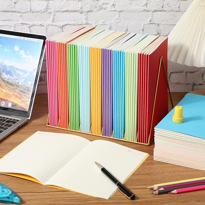 Handepo 100 Pack Composition Notebooks A5/A6 Ruled Lined Composition Kraft Notebooks Bulk Soft Cover Journals Travel Diary Memo for Students Classroom Office Supplies(A5,Fresh Color)