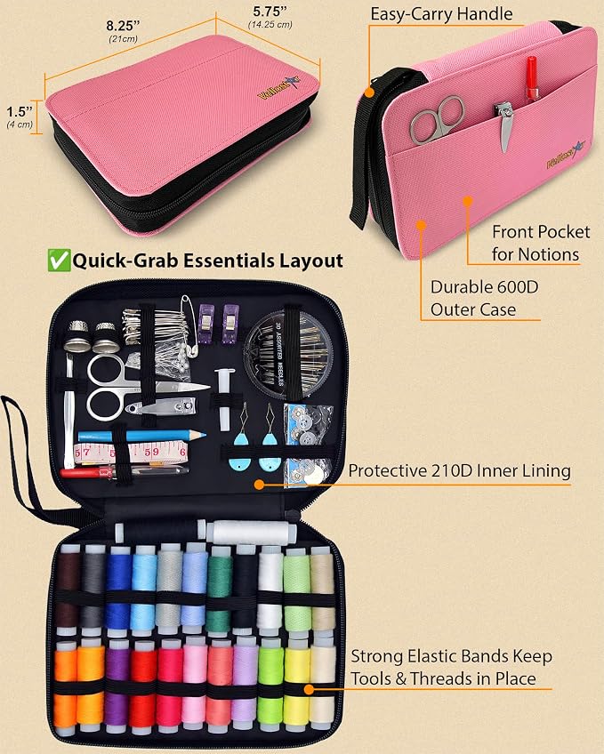 Easy-to-Use Pink Sewing Kit - Image 5