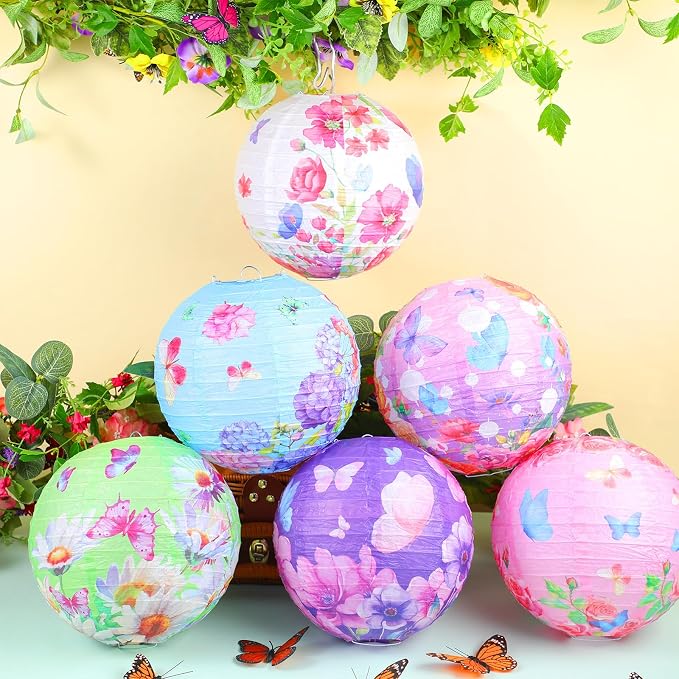 Panelee 12 Pcs Butterfly & Floral Theme Party Decorations Floral Hanging Paper - Image 3