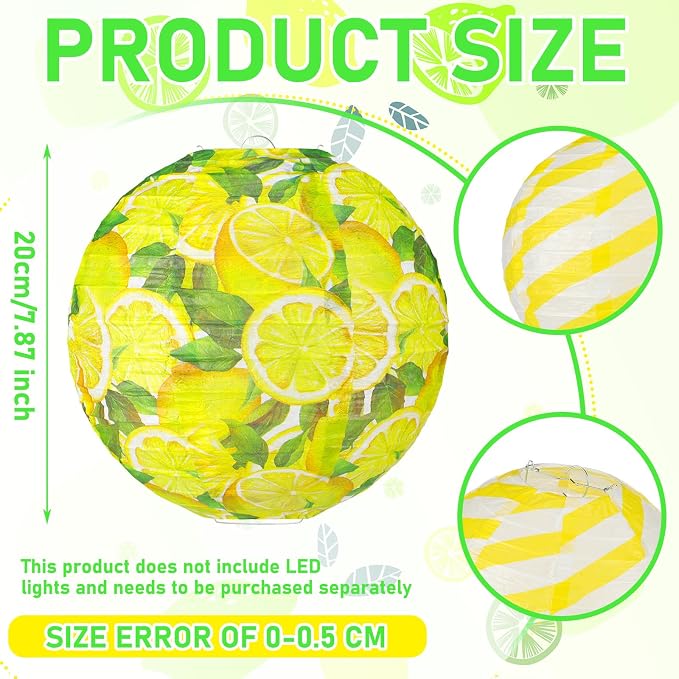 Panelee 12 Pcs Summer Lemon Party Decorations Paper Lanterns Round Hanging - Image 2