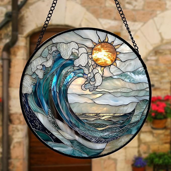 DASTOLL Stained Glass Window Hanging, and Mom 9.8 in - Image 4