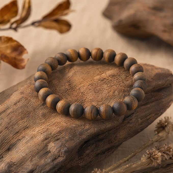 36pcs Natural Matte Tiger Eye Gemstone Beads，10mm Frosted Round Loose Stone - Image 3