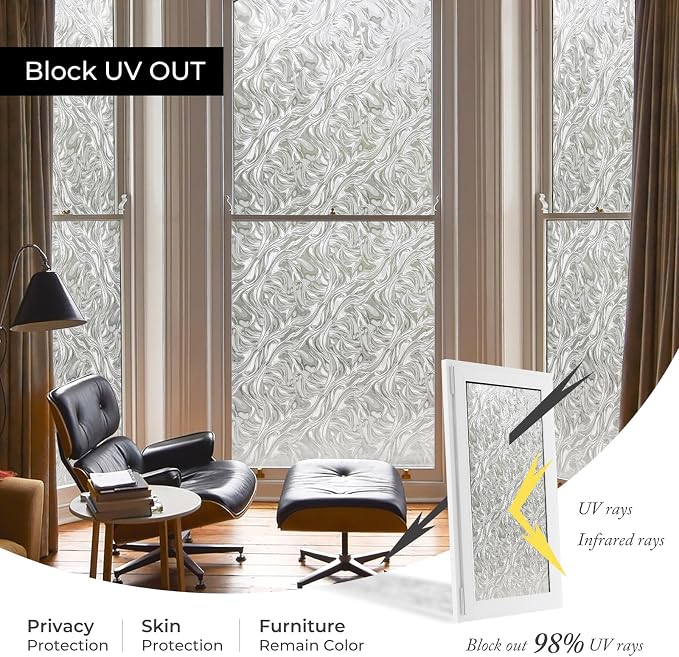 ADD.HERES Window Privacy Film, Removable Static Cling, Stained Glass Decorative - Image 4