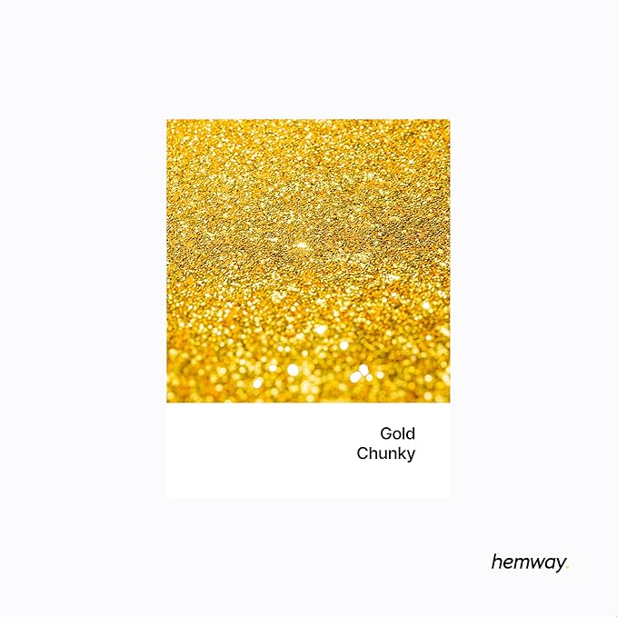 Hemway Polyurethane & Epoxy Resin Glitter 100g / 3.5oz Metallic Crystal Flake Additive for Flooring Jewelry Tumblers Glass Pigment - Chunky (1/40" 0.025" 0.6mm) - Gold