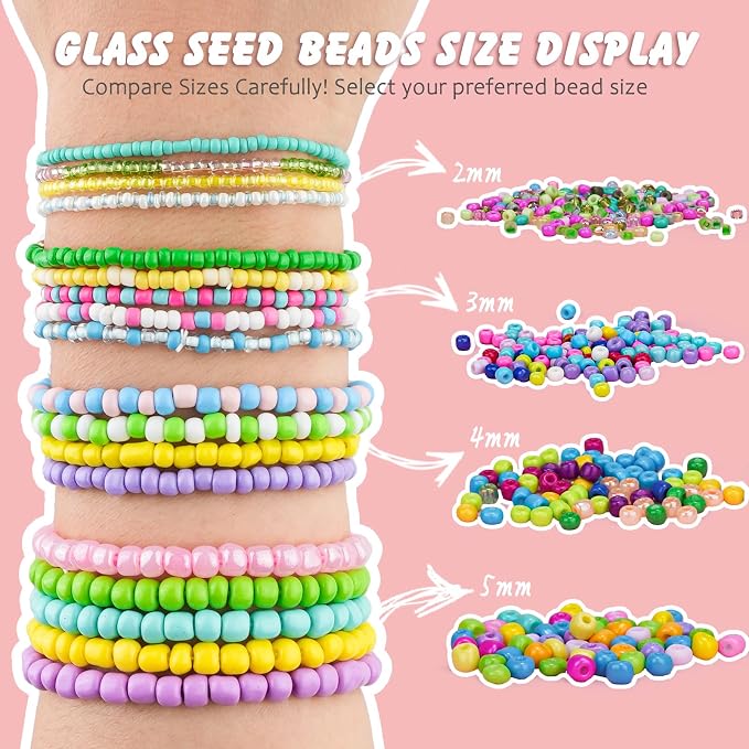 2mm Tiny Glass Seed Beads for Bracelets, 96 Colors 60000pcs Small Glass Beads - Image 3