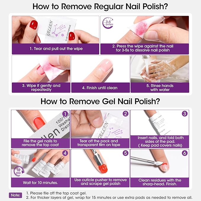 Gellen Acetone Gel Nail Polish Remover Pads: 400 Pack Professional Nail Polish Remover Pads, Individually Wrapped Travel Bulk Set to Remove Gel Fingernail Polish for Home & Salon Supplies
