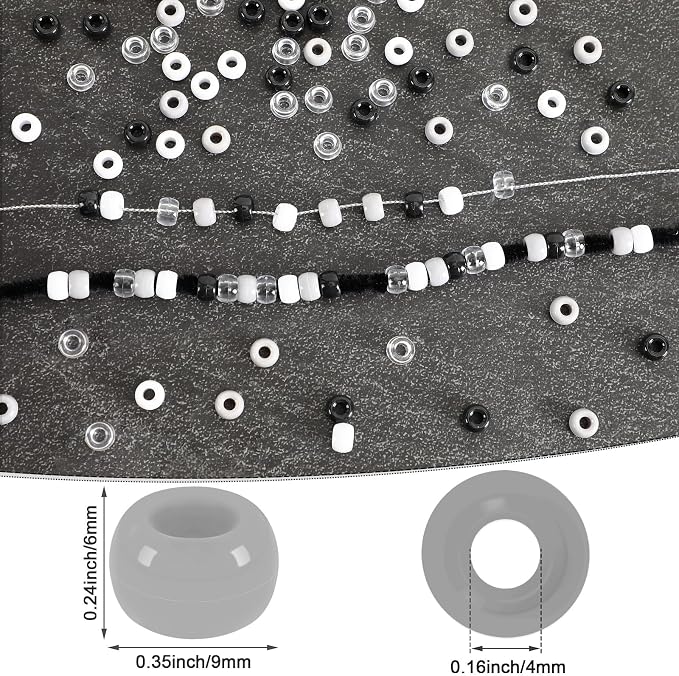 UPINS 1200Pcs Black and White Pony Beads, Halloween Pony Beads Bulk Hair Crafts - Image 2