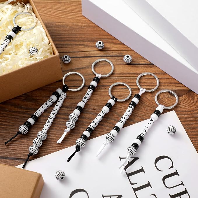 Landical 564 Pcs Volleyball Keychain Making Kit DIY Volleyball Bead Key Chain - Image 3