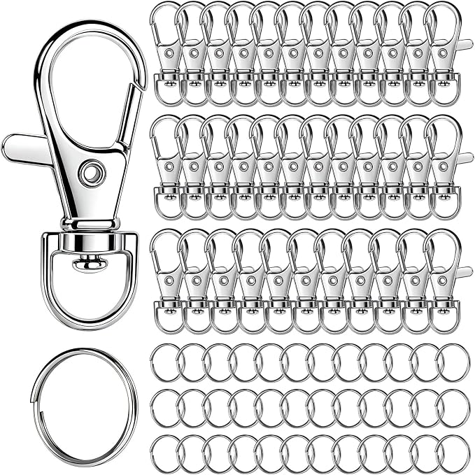 LEOBRO 70PCS Lobster Claw Clasps and Key Rings, Keychain Making kit by LEOBRO