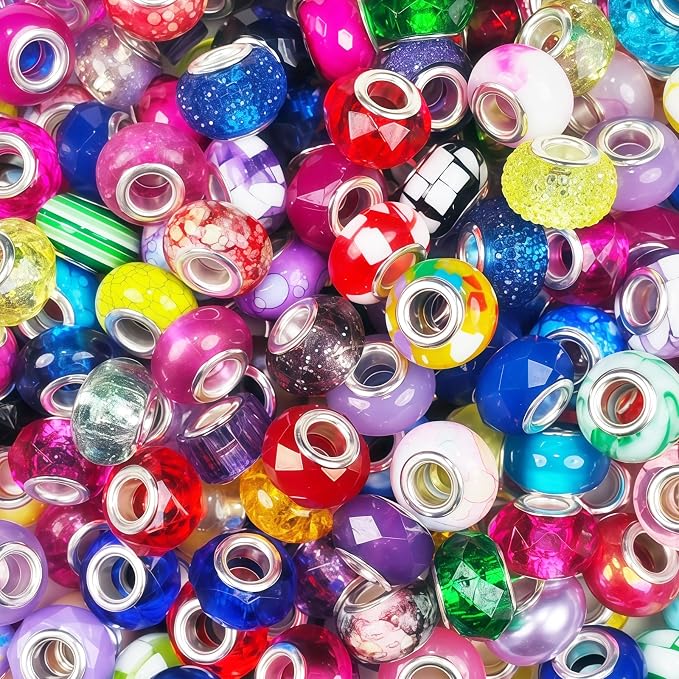100Pcs Large Hole Beads Spacer Bead Mixed Color Assorted European Craft Big by BRACELETMAKINGKIT
