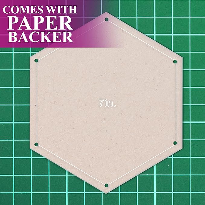 Hexagon Quilting Template Set - 7" with 1/4" Seam Allowance - Durable Acrylic Templates for Quilting, Patchwork, Crafting, & Sewing Projects - Clear Templates for Accurate Designing