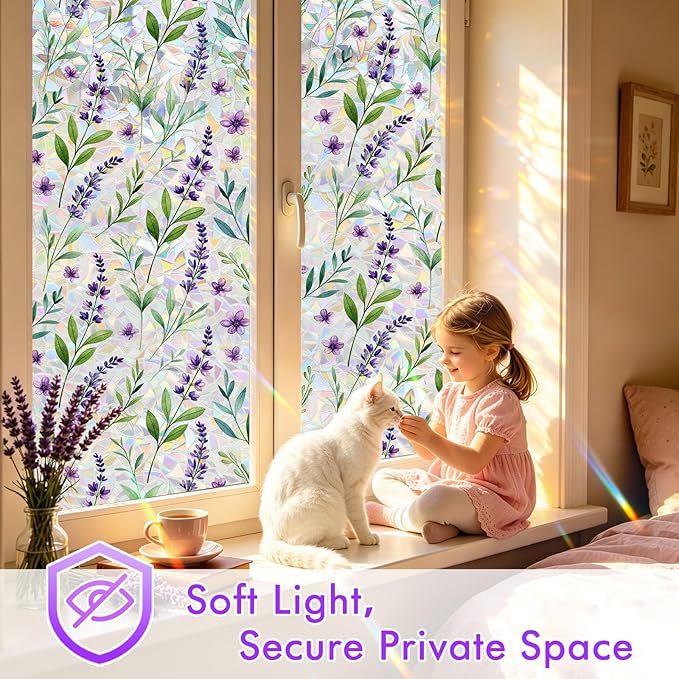 SOMWISE Rainbow Window Privacy Film, Heat Control, UV Blocking, Anti-Glare - Image 5
