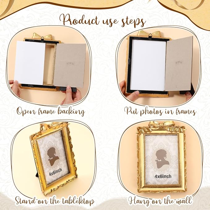 Vicenpal 9 Pcs Tiny Picture Ornate Frames 4 x 6 Inch Small Vintage Oval Picture - Image 6