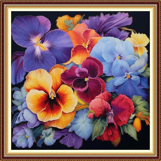 Funchey Stamped Cross Stitch Kits, DIY Cross Stitch Pattern for Adults Beginners Needlepoint Kits Embroidery Kit Arts and Crafts 11CT-Colorful Flowers 18x18 inch