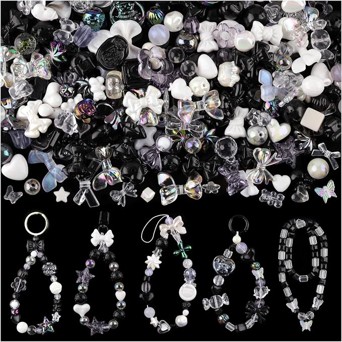 200-260PCS TINKRSTUFF Assorted Black Acrylic Beads by TINKRSTUFF