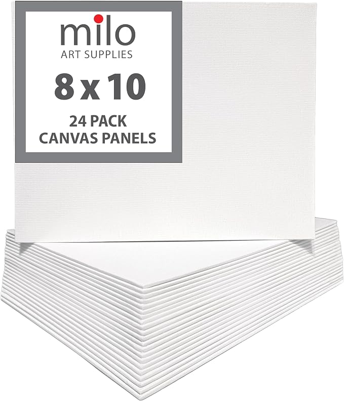 milo Canvas Flat Panel Boards for Painting, 8x10 inch, 24 Pack, Mixed Wet Media by milo