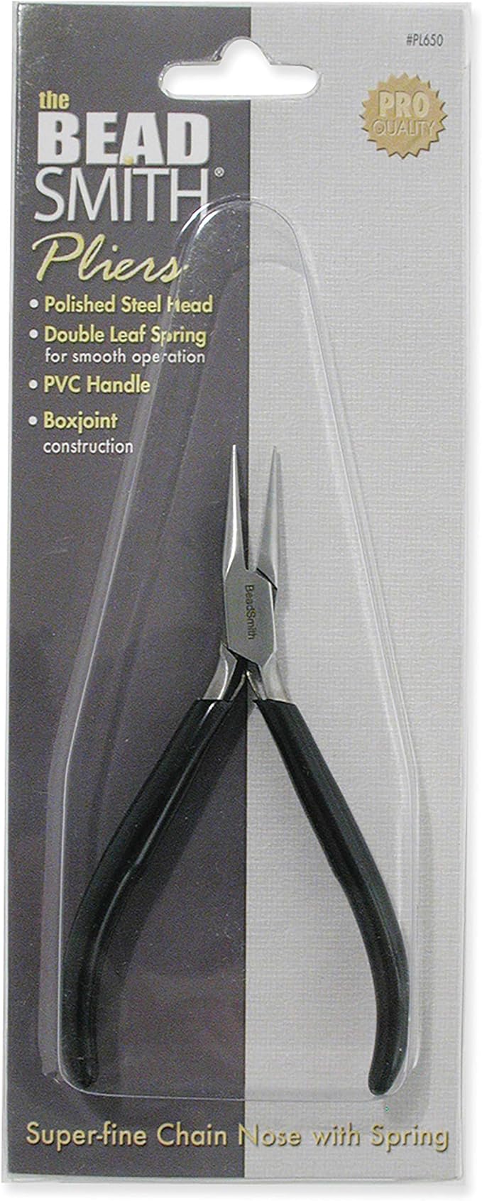 The Beadsmith Chain Nose Pliers – Extra Fine Tips – 4.5 inches (114mm) – PVC Grip Handle with Double Leaf Springs – Jewelry Making Tool for Creating Bracelets, Earrings and Necklaces