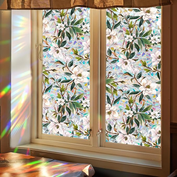 Floral Stained Glass Window Privacy Film, Retro Decorative Rainbow Window - Image 6