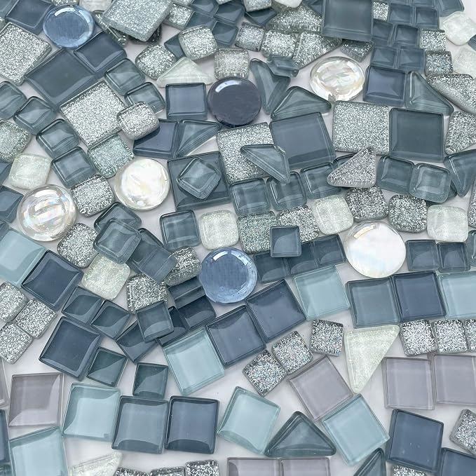 LITMIND 1.1 LB Gray Irregular Glass Mosaic Tiles - Image 3