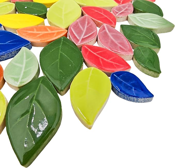 500g/1.1lb Leaf-Shaped Ceramic Mosaic Tiles, Ceramic Mosaic Pieces - Image 6