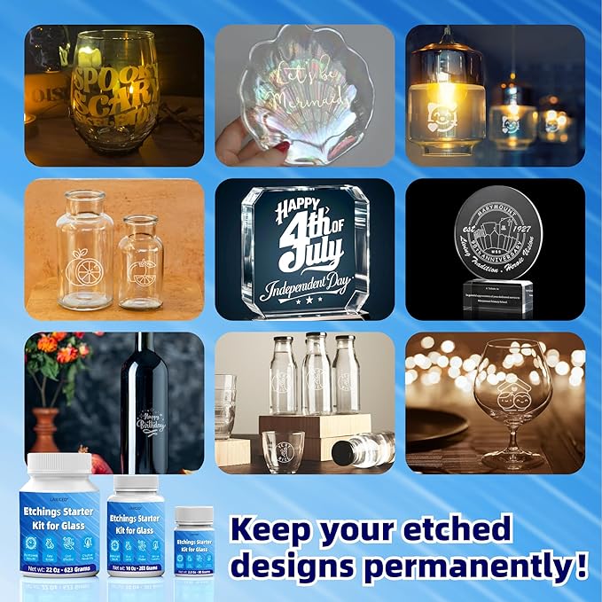 10oz Professional Etching Starter Kit for Glass with 6 Tools, Create Permanently Etched Designs, Art Frosted Glass Cream Kit for Etching Intricate Designs - Perfect for Mirrors, Windows, Glassware