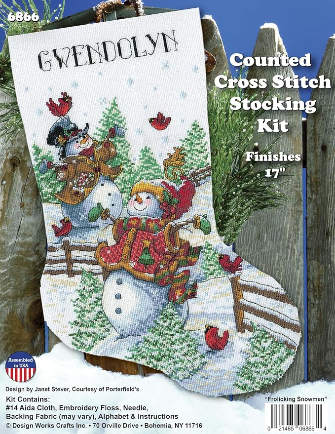 Design Works Crafts Frolicking Snowman Counted Cross Stitch Stocking Kit - Image 2