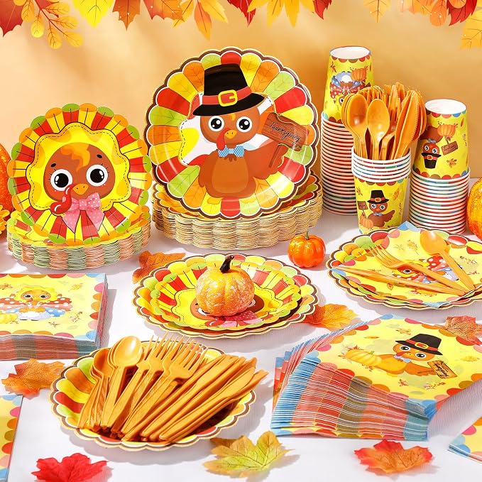 Pickmesh 400 Pcs Turkey Thanksgiving Party Supplies Include Disposable Paper - Image 4