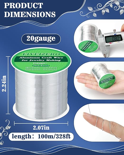 FIVEIZERO 20 Gauge Aluminum Craft Wire 328ft, Armature Wire - Image 2