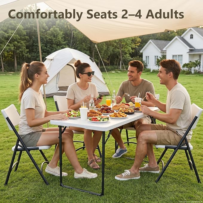 Folding Table 2 Pack, 4 FT Foldable Plastic Table - Image 4