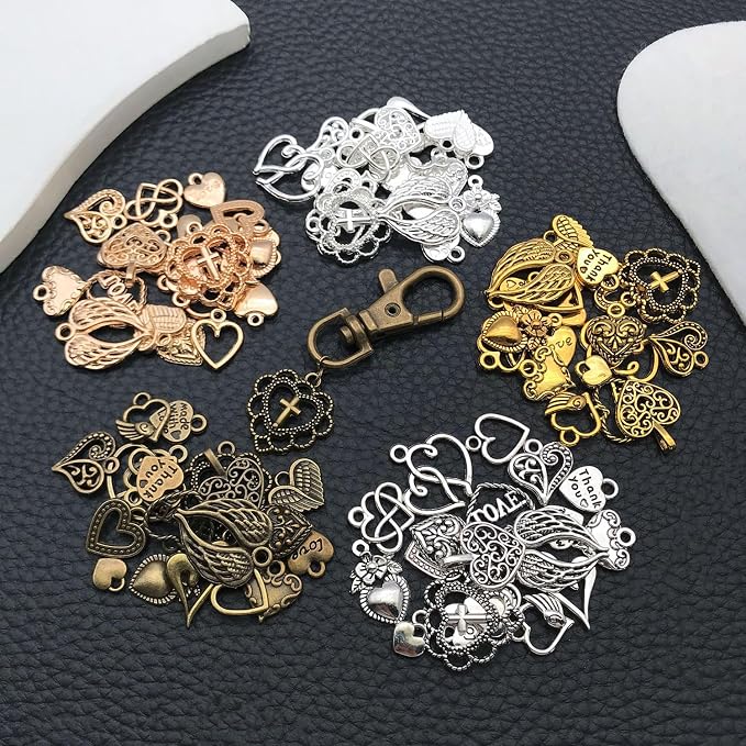 WOCRAFT 100pcs Heart Charms for Jewelry Making Assorted Jewelry Bangle Bracelet - Image 5