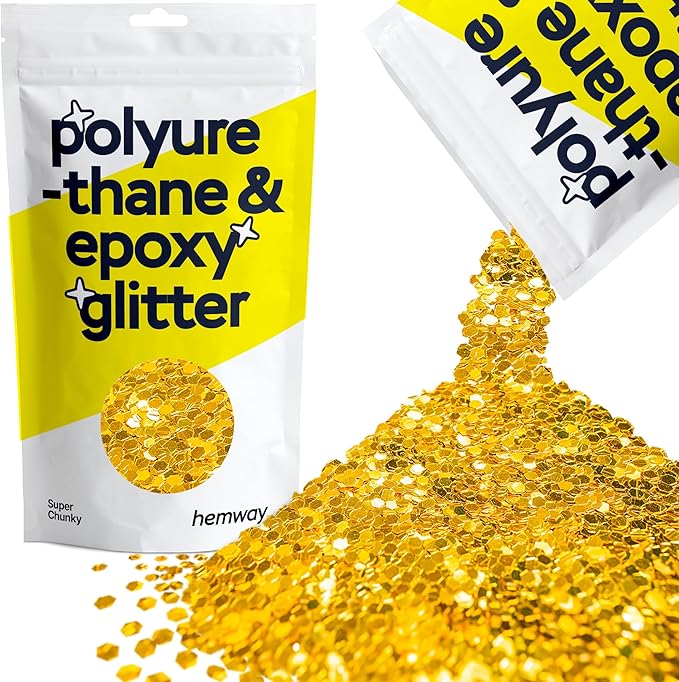 Hemway Glitter for Resin 100g Gold Metallic Crystals for Epoxy Craft Super Chunky Flakes Tumblers Wax Melt