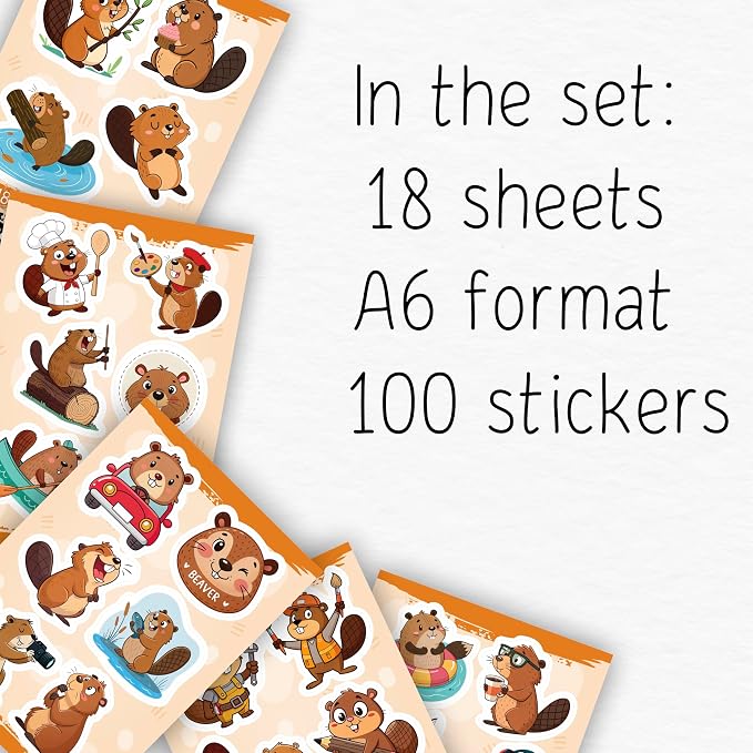 100Pcs Beaver Stickers for Water Bottle, Laptop - Image 2