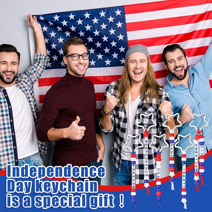 Landical 564 Pcs Patriotic Keychain DIY Making Kit Star Bead Keychain Kit - Image 4