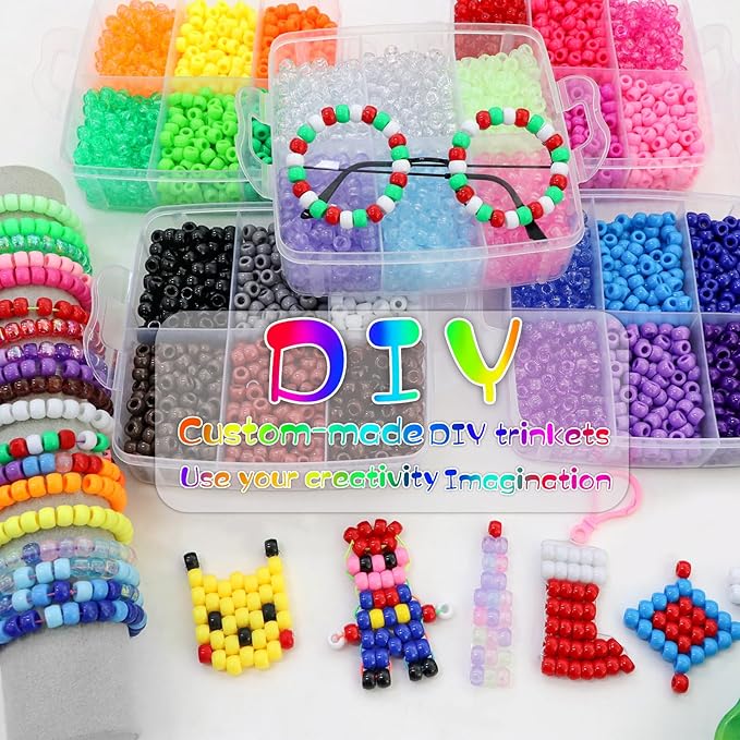 4500Pcs Glow in The Dark Pony Beads Bulk, 30 Colors Rainbow Kandi Bead - Image 3