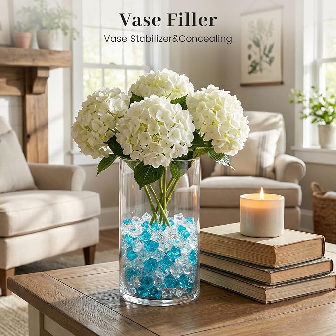 DomeStar 150PCS Fake Ice, Vase Filler Mixed Blue and Clear Fake Ice, Acrylic - Image 3