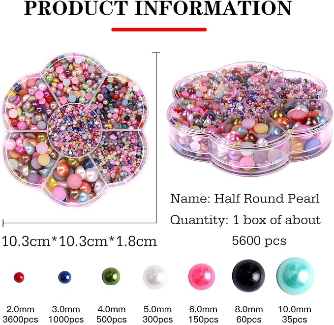 5600PCS Half Round Pearls Flatback Imitation Pearls - Image 2