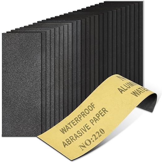 20PCS Sand Paper 220 Grit Sandpaper Sheets, 9 x 3.6 Inch Wet Dry Sandpaper Sheets, Sand Paper for Metal, Wood Furniture, Automotive and Crafts