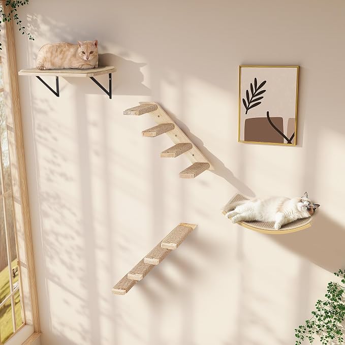 2PCS Cat Wall Shelves with Scratching Mat, 16.6x9.7 Inch Cats Wall Furniture - Image 7