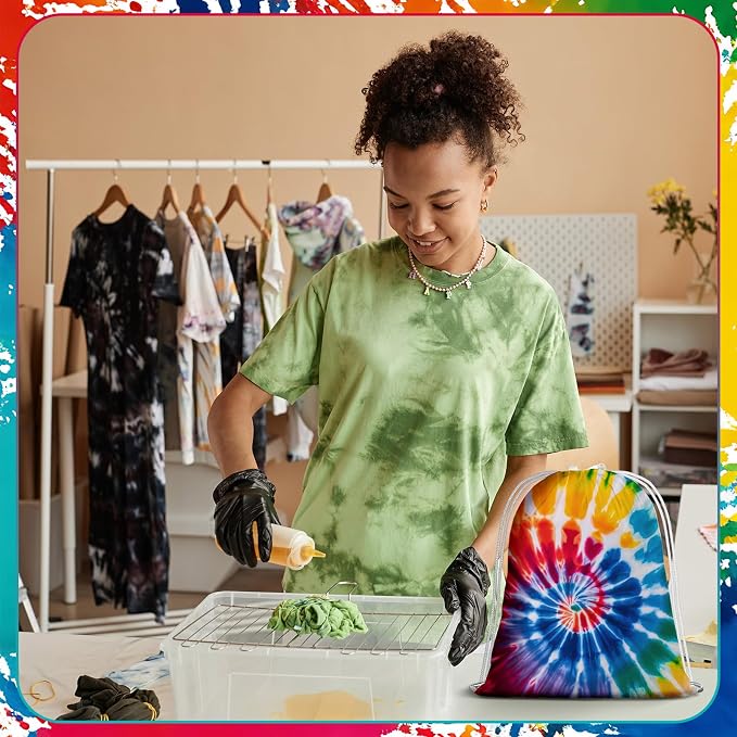 Coume 12 Pcs Tie Dye Party Supplies Includes 6 Cotton Drawstring Backpacks 2 - Image 5