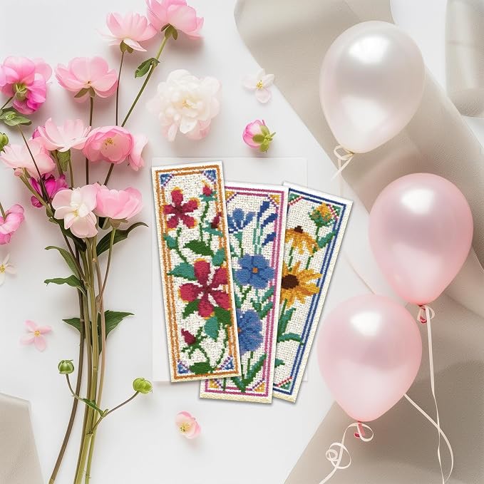 ORIGACH 6 Pcs Flower Cross Stitch Bookmark Kit - Image 5