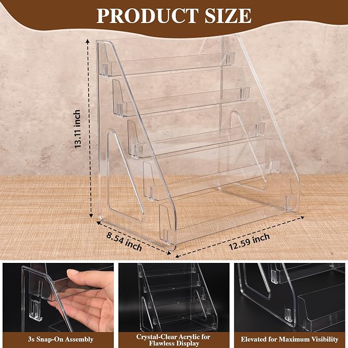 CELSOL Elevated 5 Tier Clear Acrylic Card Display Stand - Image 2