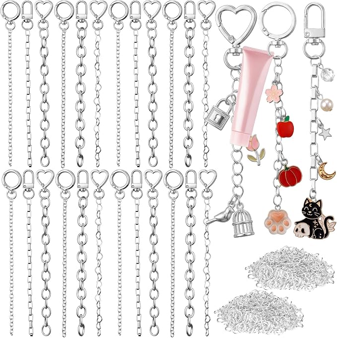 Liliaafar 48 Set Keychain Making Kit Gold Silver Metal Keychain Clips by Unknown