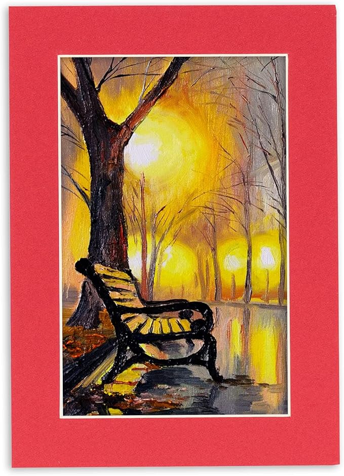 11x14 Mat Bevel Cut for 8.5x11 Photos - Acid Free Cardinal Red Precut Matboard With Backing Board and Crystal Clear, Self Seal Mat Bag - For Pictures, Framing - 4-ply Thickness