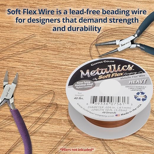 Soft Flex 49 Strand Beading Wire - Heavy 0.24 Diameter - 10 Feet Nylon Design Wire