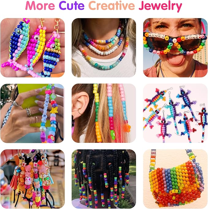Redtwo 7 Boxes 5000 Pcs Pony Beads Kit, 144 Colors 6x9mm Kandi Beads - Image 9