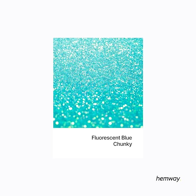 Hemway Polyurethane & Epoxy Resin Glitter 100g / 3.5oz Metallic Crystal Flake Additive for Flooring Jewelry Tumblers Glass Pigment - Chunky (1/40" 0.025" 0.6mm) - Fluorescent Blue