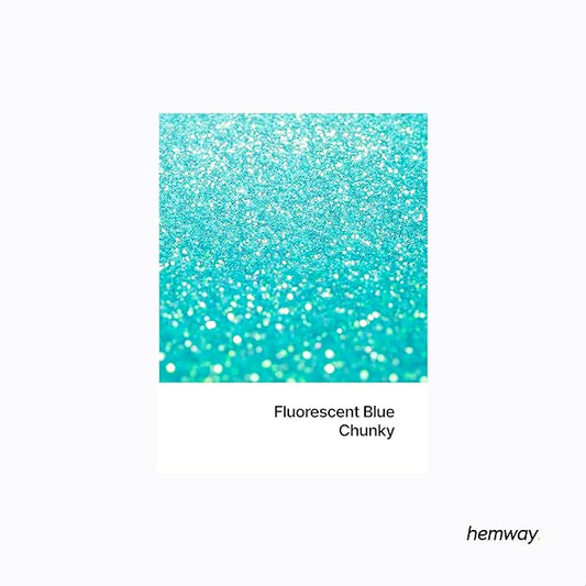 Hemway Polyurethane & Epoxy Resin Glitter 100g / 3.5oz Metallic Crystal Flake Additive for Flooring Jewelry Tumblers Glass Pigment - Chunky (1/40" 0.025" 0.6mm) - Fluorescent Blue