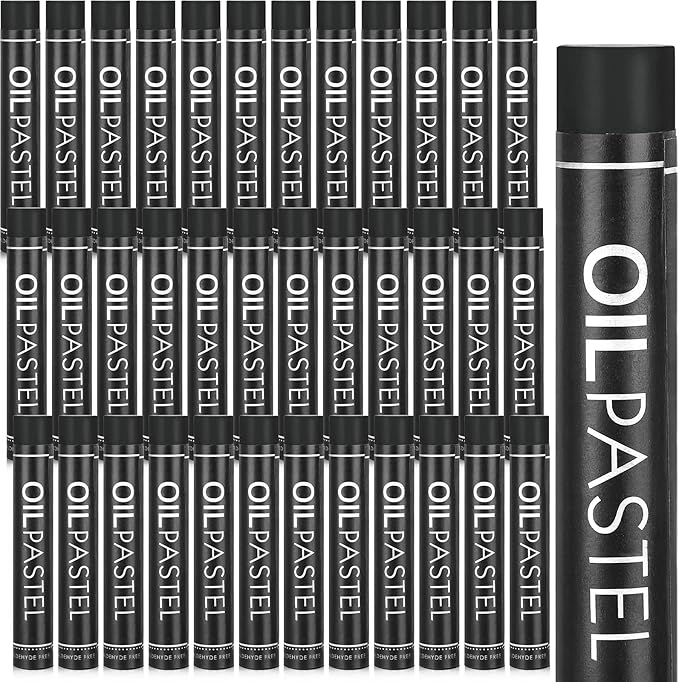 Geyoga 36 Pcs Soft Oil Pastels Bulk Artists Oil Crayons Single Color Creamy Pastels for Art Painting Drawing Blending for Back to School First Day of School Kids Students Artists(Black)