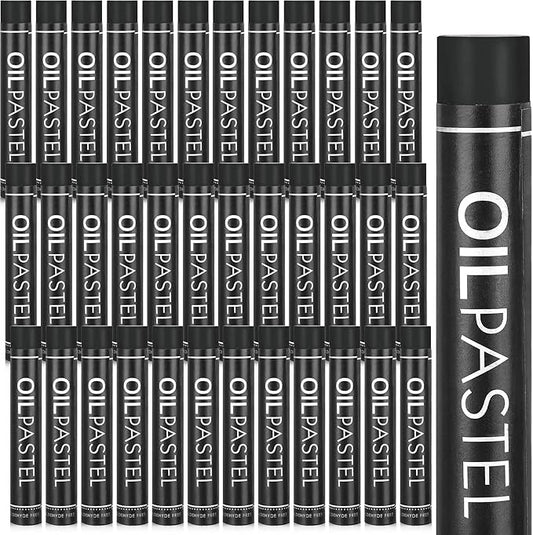 Geyoga 36 Pcs Soft Oil Pastels Bulk Artists Oil Crayons Single Color Creamy Pastels for Art Painting Drawing Blending for Back to School First Day of School Kids Students Artists(Black)